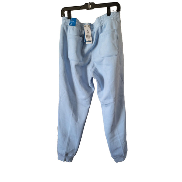 Adidas Joggers Men Sz L Blue Logo Fleece Drawstring Stretch Active Pull On Pant - Picture 2 of 6
